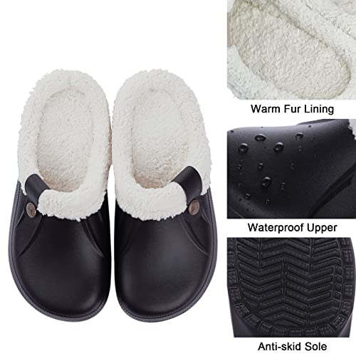 Shevalues Unisex Winter Fur Lined Clogs Garden Shoes Waterproof Indoor Outdoor House Slippers For Women thumb #4