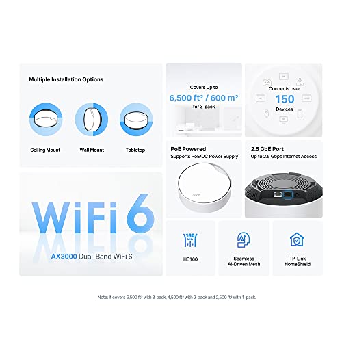 TP-Link Deco X50-PoE AX3000 Whole Home Mesh WiFi 6 System with PoE | 3000 Mbps Wireless Gigabit Smart Dual Band Router | Multi-Gig 2.5 Gbps Wired... - Image 3