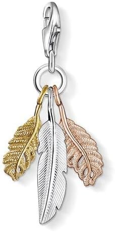 Thomas Sabo Women Charm Pendant Feathers Yellow Gold Rose Gold Charm Club 925 Sterling Silver 1010-431-12