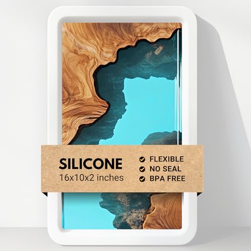 Alaskey® Large Premium Rectangular Resin Table Silicone Mold 16"x10" | Durable, Reusable, No Seal Required | Large Epoxy Resin Mold for DIY River Table, Coffee Table, Cutting Board, Charcuterie Crafts by Alaskey - Used condition - US$35.99