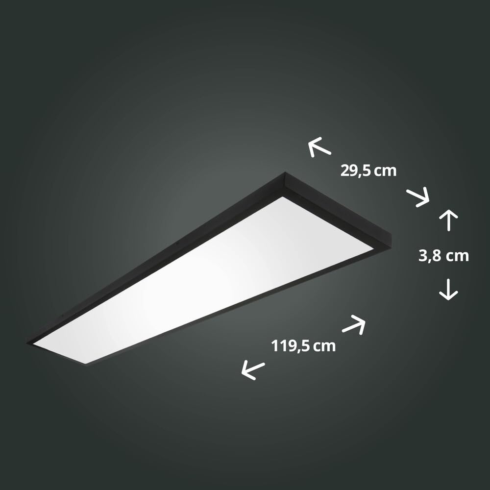 Backlit LED Panel 2in1 Aufbau-/Einbau-Deckenleuchte schwarz 120x30cm 40W neutralweiß 4000K 4000lm IP20 L1195xB295xH38mm
