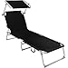 Produktbild TecTake 800035 Gartenliege Sonnenliege Strandliege Freizeitliege mit Sonnendach 190 cm (Schwarz | Nr. 400655)