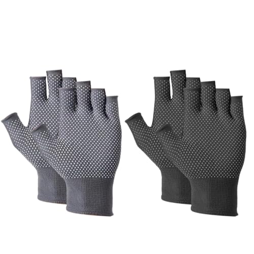 Senza Dita e in Morbido Cotone, 2 paia guanti senza dita, guanti senza dita con protezione solare UV, per donne e uomini, per guida all'aperto, termici, multicolore, nero, grigio