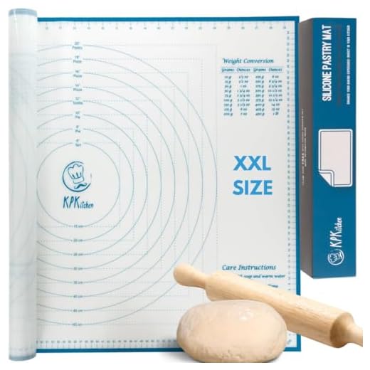 KPKitchen Extra Large Silicone Pastry Mat For Rolling Out Dough Non Slip & Stick - XXL-23,5''(W)31,5''(L) - Silicone Baking Mat with Measurement - Fondant Mat - Dough Rolling Mat Liner -Pie Crust Mats