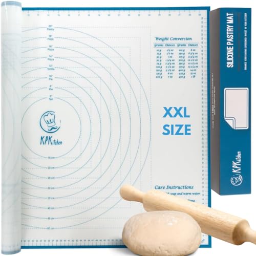 XXL Silicone Pastry Mat – Non-Slip, Easy-Clean Rolling Mat for Dough, Cookies...