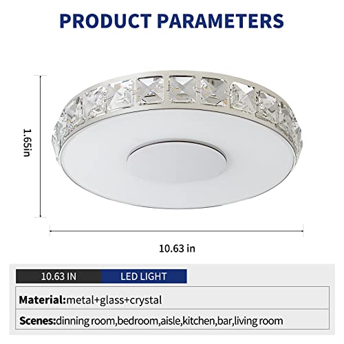 Galtlap Modern Crystal Flush Mount Ceiling Light 12W Round Crystal Chandelier Dimmable Led Close To Ceiling Lamp For Bedroom Bathroom Hallway Kitchen 3000K #TOP2