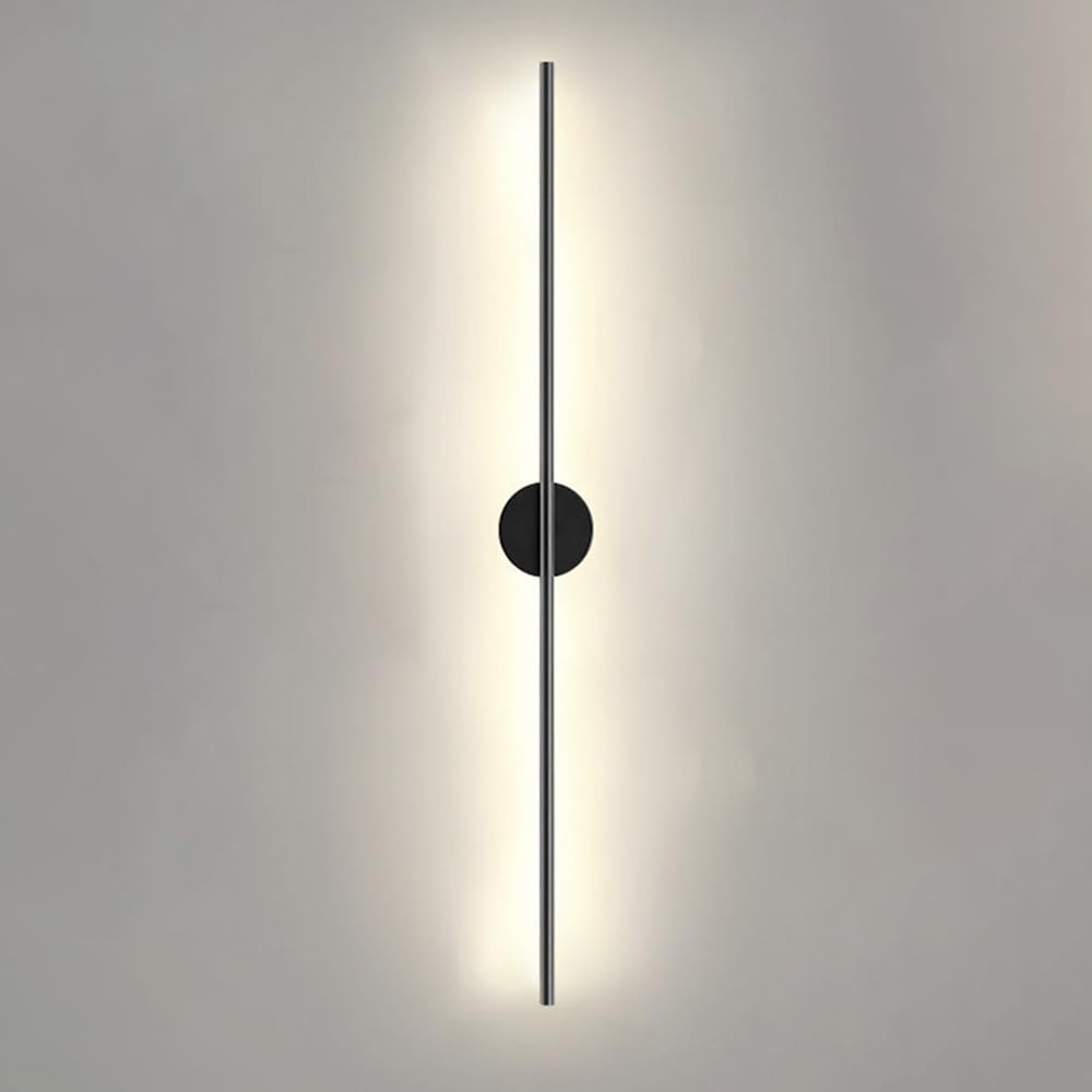 Klobvtt Black Linear Wall Sconce Lighting Minimalist Slim Stick Wall Light Fixture LED Wall Lamp Long Strip Wall Mount Lights Indoor Wall Washer for Living Room Bedroom Corridor