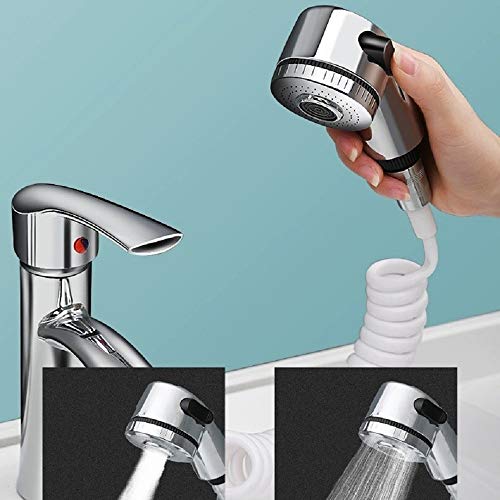 Manyhorses Hand Shower Sink Shower Hose Sprayer,Shampoo Sink Hose Sprayer Attachment,Faucet Extension Tubes,Chrome Shower Head,Adjustable Mode,Copper Valve Adapter,No Drilling Support #TOP2