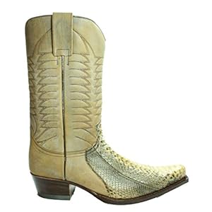 Sendra Boots 5907 Mimo Zandkleur Heren Cowboy Western Laars Spitse Neus Beetje Schuine Hak Rechte schacht Treklussen Handgemaakt Echt Leer