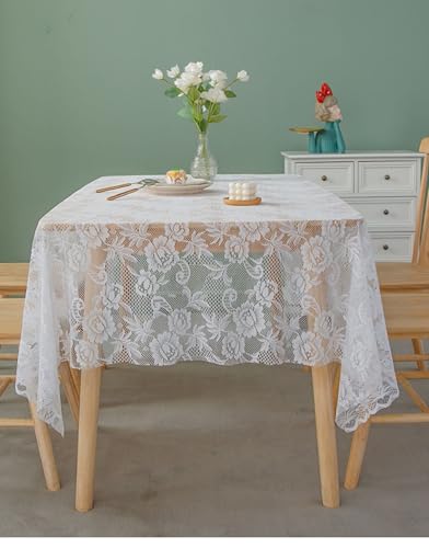 Nappe polyester dentelle brodée fleurie rectangulaire lavable 150x200 - 4
