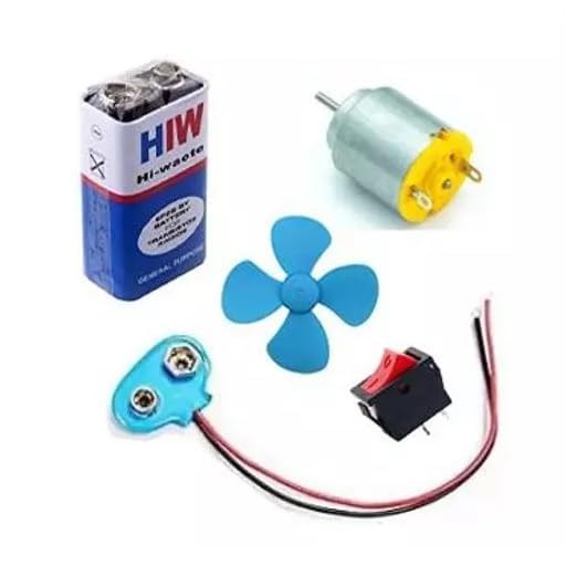 SP Electron Electronic Experiment Project DIY Kit 9V Battery, Battery Clip, On Off Switch, Dc Toy Motor, Blade Fan, Working Models of Science Projects Kits