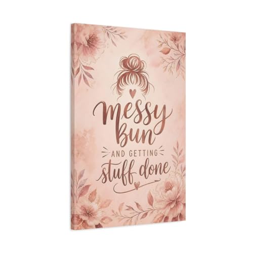 Toile messy bun rose poudré pour déco chambre cocooning