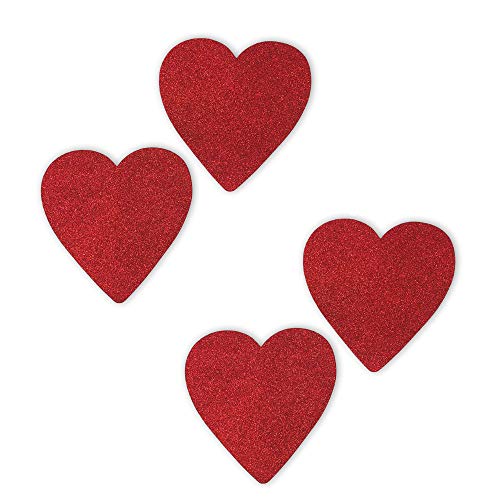 XO Valentine's Day Glitter Foam Heart Shapes - Large Cut Outs for DIY Arts and Crafts or Party Supply Decorations - 6 Piece Set