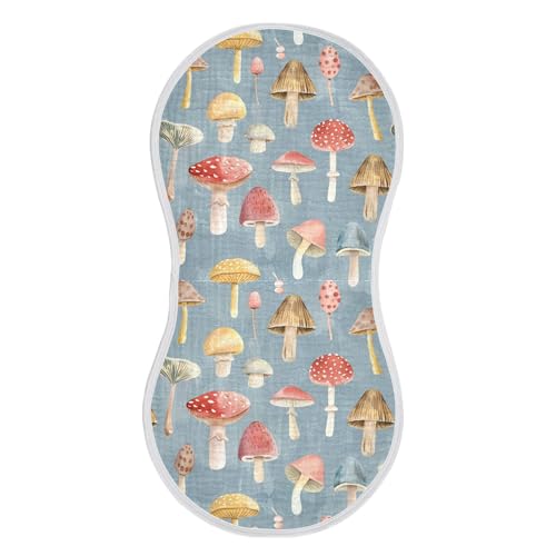 Image of Muslin Baby Burp Cloths, Colorful Pastel Wild Mushrooms Baby Bibs Rags Comfy Soft Absorbent in for Newborn Boys and Girls 1 Piece 22 x 11 Inch