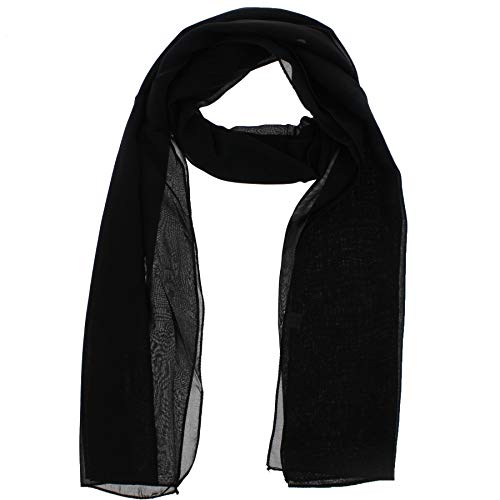 WESTEND CHOICE Ladies Chiffon Scarves Women Plain Neck Scarf Soft Headwrap Girls Headscarf Sheer Wrap womens scarves & wraps 150x45 cm (Black)