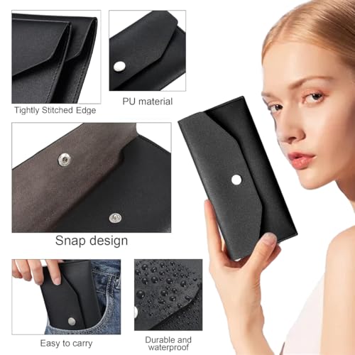 OUDQFCJ Geldumschläge aus Leder Geldscheine Aufbewahrung Umschläge Geldbörse Wiederverwendbare Geldumschlag Geldbeutel Budgetumschlag Schwarz Budget Portemonnaie für Reisen Männer Jungen