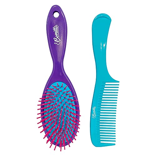 Kit Econômico Médio Escova e Pente, 558BT, Bonitta, Cores Sortidas, 2 itens