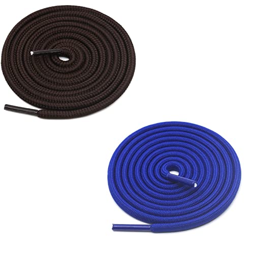 GRAH SANGRAH® Unisex Shoes laces for Sport, Running Casual Gym Shoelaces (1 Pair per single color) (120 Cm, 2 Pairs, Dark Brown-Blue)