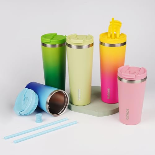 Image of BJPKPK 34oz Coffee Tumbler with Straw, Insulated Stainless Steel Cup
