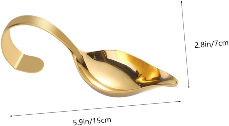 2pcs Sauce Spoons Elegant with Curved Handle, Stainless Steel