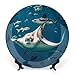 Produktbild NQHJT Manta Ray and Fish Keramik-Dekoteller, 19,6 cm, Knochenporzellan, dekorative Teller mit Präsentationsständer, handgefertigte Keramik-Ornament für Zuhause, Küche, Schlafzimmer, dekoratives