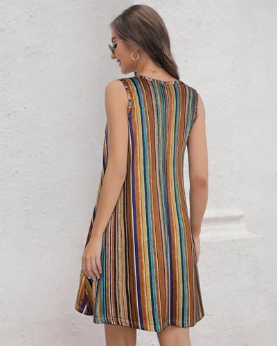Image of Summer Dresses for Women 2026 Casual Sleeveless Sundress Floral Loose Fit Beach Cover Up with Pocket