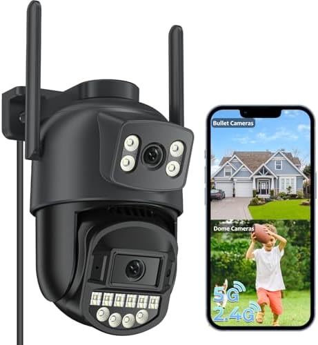Outdoor Security Camera, Reobiux 5G/2.4G WiFi CCTV Home Camera Surveillance Exterieur, 6MP Dual Lens Outdoor Camera with Auto Tracking, Human Detection, Night Vision, 2-Way Audio, IP66, Work Alexa