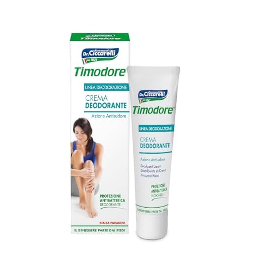 Timodore, Crema Desodorante, Combate la Transpiración Excesiva y el Mal Olor de los Pies, con Propiedades Antibacterianas, 100% Made in Italy, Dermatológicamente Testado, 50 ml