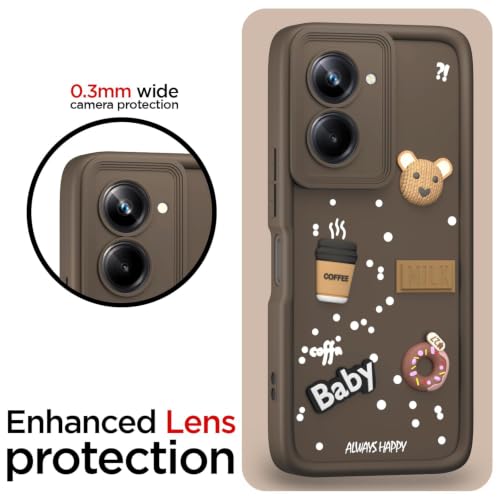 Image of Bintage Back Cover Compatible for Realme RMX3660 /Realme 10Pro | Cute Fun Ball | 3D Taddy Smiley Coffee | Milk Case | Full Body Protection - Brown