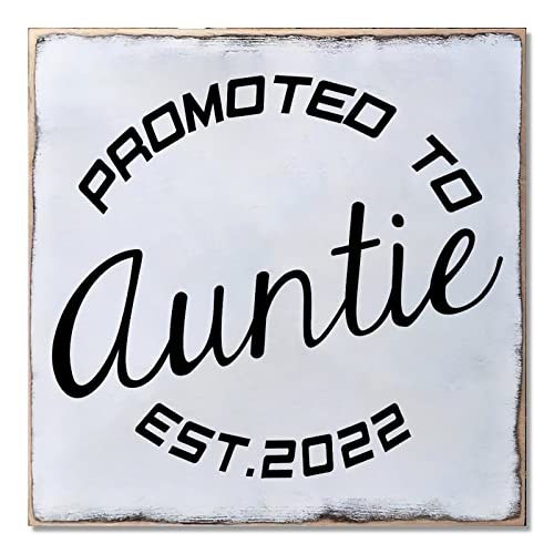 Panneau en bois Promoted To Auntie cadeau annonce future tata