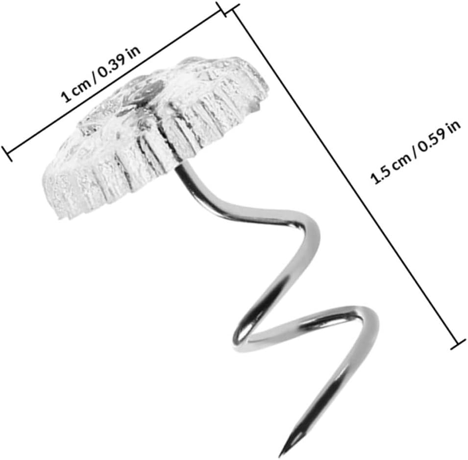 MAGICLULU 100pcs Stainless Steel Spiral Furniture Pins Bed Skirt Fasteners Upholstery Twist Tacks for Sofa Covers and Bedding Accessories
