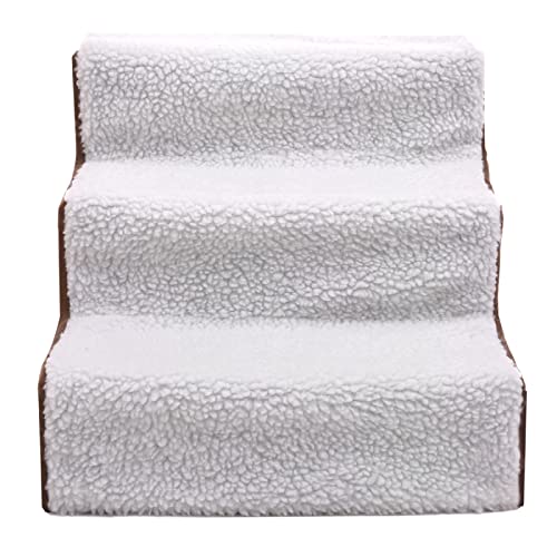 Pet Stairs Dog Stairs Cat Stairs Suitable For Puppies And Kittens Steps Pet Ramps Non Slip 3-Layer Dog Ramps/Ladders Best For Small Animals Puppies And Kittens Pet Toys Brown+White #TOP6