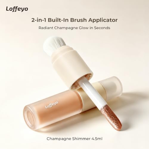 Loffeyo Dual-Ended Liquid Highlighter, Champagne Glow Brightening Serum - 1