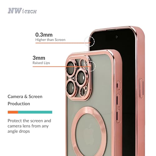 NW i-TECH Magnetic Transparent Case for iPhone 14 Pro 6.1 inches with Screen Protector, Strong Magnetic, Anti-Yellow, Anti-Scratch, Soft Silicone TPU (Rose Gold) by NW I-TECH - Used condition - Image 4