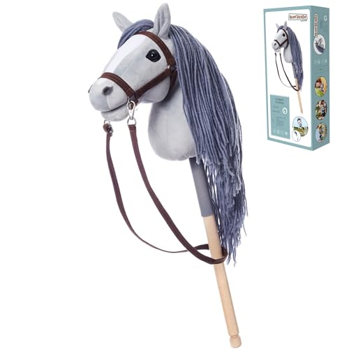 HOPPIHORSE-El Hobby Horse edición Deportiva A4, Caballo de Palo con cabezada, riendas, Correa del Hombro, Cola y empuñadura de Silicona, Hobby Horse de Peluche Caja de Regalo.
