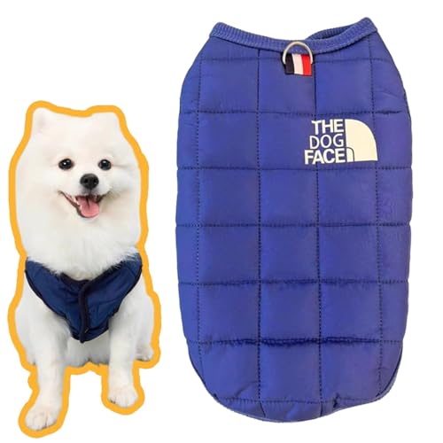 ペット服 ダウンジャケット 犬服 猫服 冬 暖かい タンクトップ ペットウェア おしゃれ かわいい 小型犬 中型犬 撥水 秋冬 ふわふわ 保温 おしゃれ ドッグウェア ベスト 洋服 脱毛保護 家着 お散歩 お出かけ (ブルー, L)