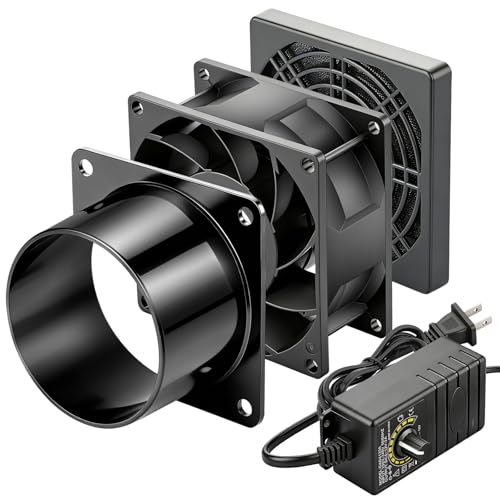 WDERAIR 80mm x 38mm 3 Inch Duct 12V Computer Exhaust Fan with AC Variable Speed High Airflow Small Ventilation Fan Dual Ball for Paint Booth Fume Extractor 3D Printer Greenhouse Dryer Booster Cooling