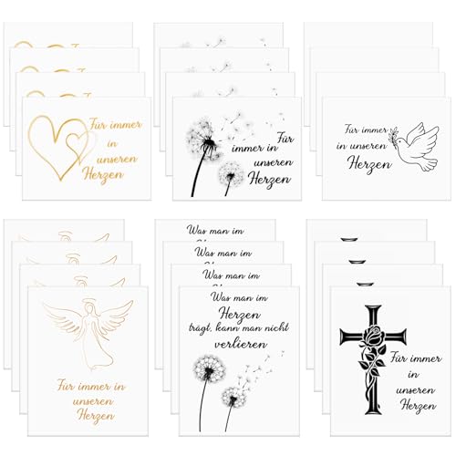 Nezyo 24 Stück Aufkleber für Grabkerzen Sticker Trauer für...