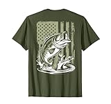 Fishing Camo Bass Fish American Flag Men's Graphic Fishing T-Shirt
