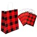 Iceyyyy 10Pieces Red and Black Buffalo Plaid Kraft Bags Paper Gift Bag with Handle for Christmas, Party, Wedding