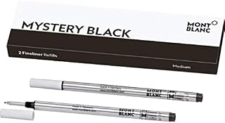 Montblanc Fineliner Refills (M) Mystery Black 110149  Refill Cartridge with a Medium Tip for Montblanc Fineliner and Rollerball Pens  2 x Black Refills