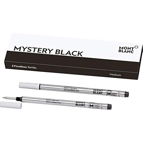 Montblanc Fineliner Refills (M) Mystery Black 110149 - Refill Cartridge with a Medium Tip for Montblanc Fineliner and Rollerball Pens - 2 x Black Refills Cover