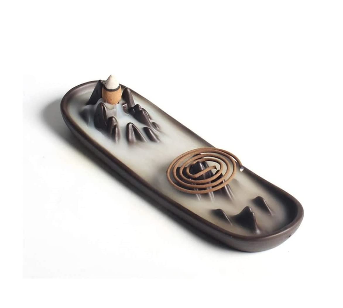 Porta Incenso Bruciatore Incenso Bruciatore Di Incenso A Riflusso Decorazioni Per La Casa Cascata Buddista In Ceramica Incensiere Bobina Di Incenso Supporto A Cascata Fumo Portaincenso Per Famiglia