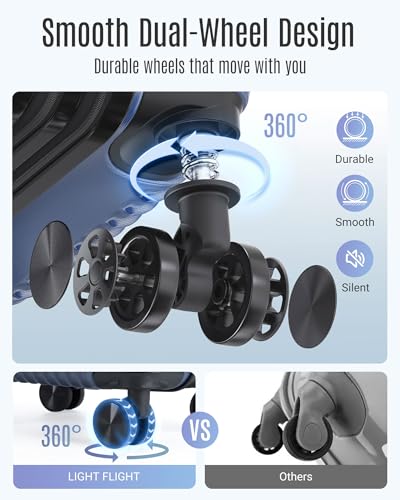 Image of LIGHT FLIGHT 3 Piece Luggage Sets With Spinner Wheels Hardshell TSA Lock | Durability, Spinner Wheels, Hardside Lightweight, TSA Lock, Durable, PC+ABS, Mobility,