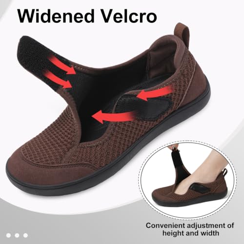 Image of LeIsfIt Wide Toe Box Diabetic Shoes for Women Zero Drop Barefoot Sneakers Breathable Adjustable for Edema Swollen Feet & Seniors