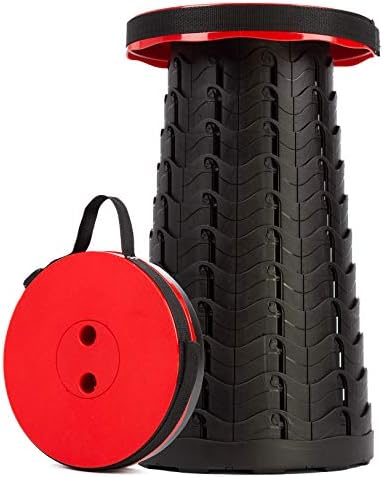 Splendole Telescopic Retractable Travel Folding Camping Chairs Adjustable Height Stool Loading up to 400 Pounds (Red)