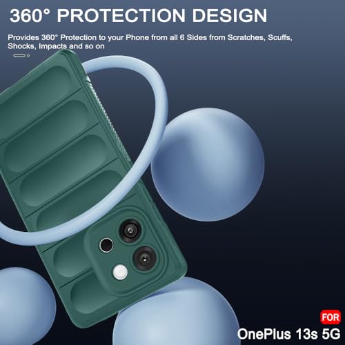 Image of TheGiftKart Liquid Silicon Back Cover Case for OnePlus 13s 5G | Shockproof Military Grade Protection | Micro-Fibre Cloth On Inner Side | Built-in Anti-Slip Grip Back Case for OnePlus 13s (TPU, Green)
