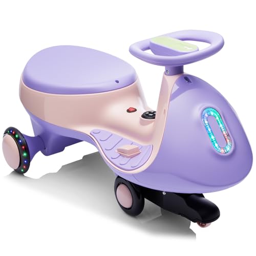 LALAHO Voiture électrique Enfant, Véhicule électrique Enfant 2 en 1 avec MP3 pour Enfants à Partir de 3 Ans (Violet-Rose)
