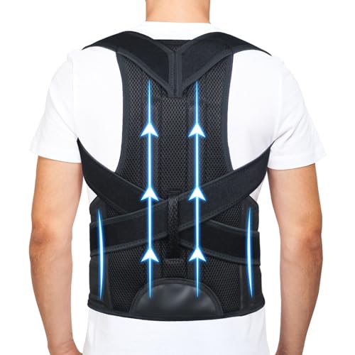Back Brace Posture Corrector for Men and Women - Improve Posture, Lower Back and Waist Pain, Full Lumbar Support, Shoulder and Neck Stretcher, Adjustable Straps and Breathable Material S(24''-29'')