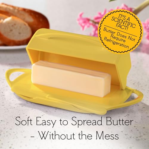 Image of Butterie Flip-Top Butter Dish with Matching Spreader (Yellow)